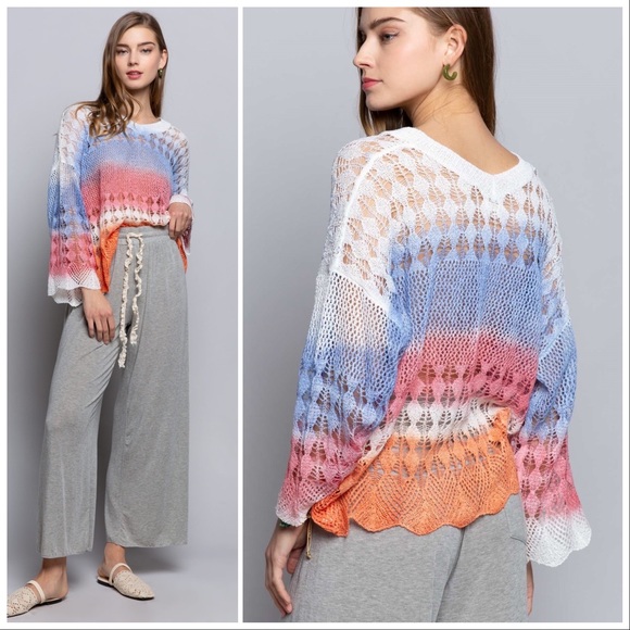 Hand Dyed Caribbean Blue Knit Pullover - Picture 6 of 12